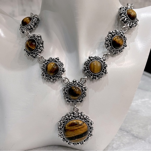 Tiger’s Eye Silver Drop 22-24” Necklace